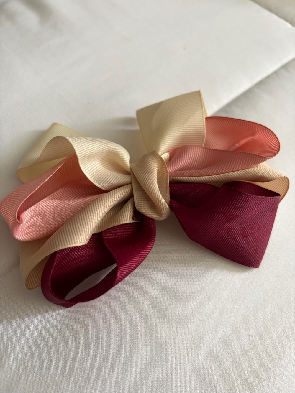 Women’s Ribbon Hair Bow Clip in Cream, Pink & Burgundy